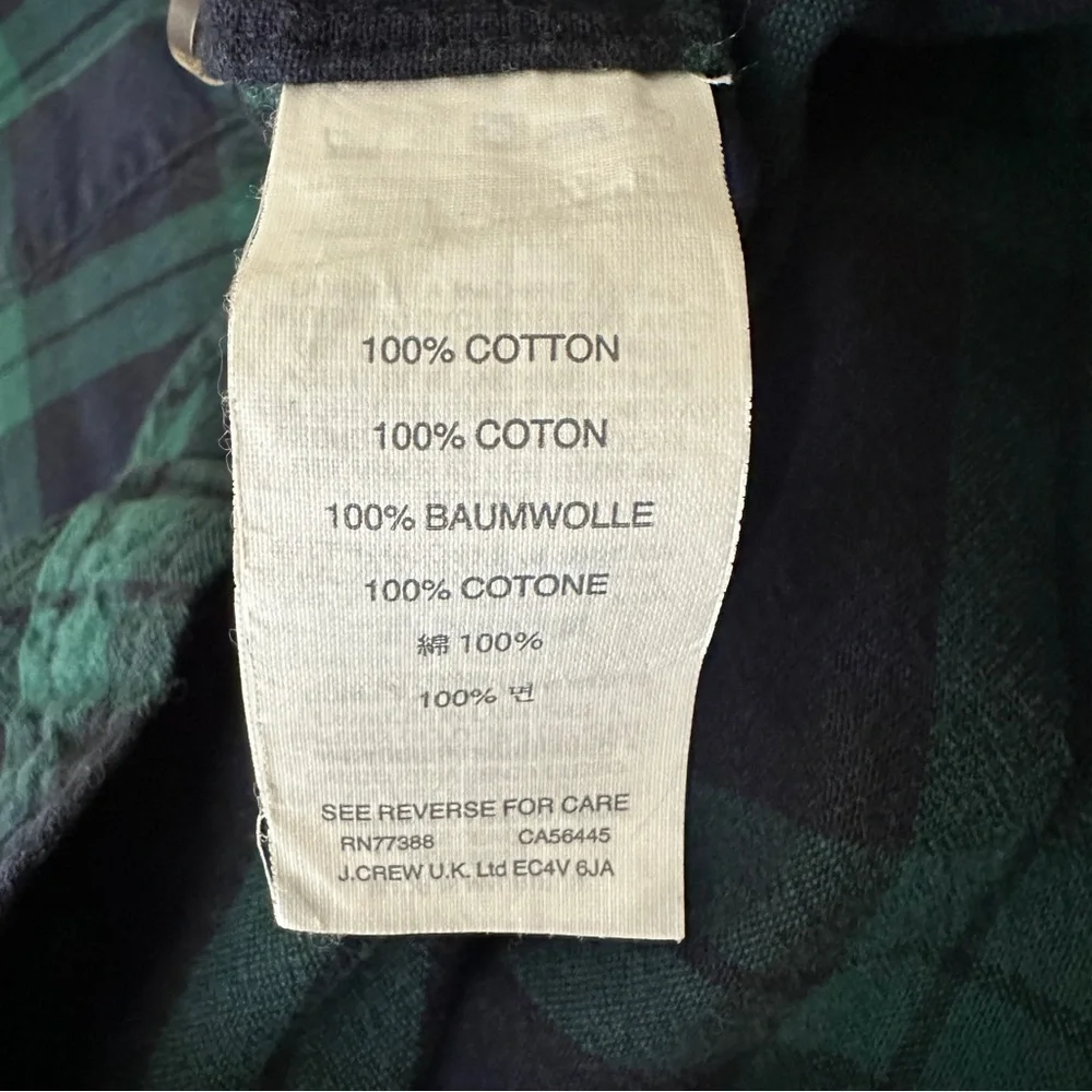 J. Crew Men's Black Watch Tartan Plaid Slim Fit Oxford Shirt Button Down S